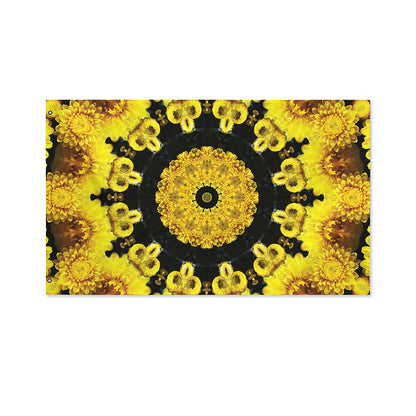 Yellow Flower Kaleidoscope Print Polyester Flag