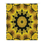 Yellow Flower Kaleidoscope Print Polyester Shower Curtain