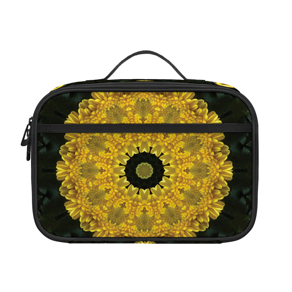 Yellow Flower Kaleidoscope Print Portable Lunch Bag