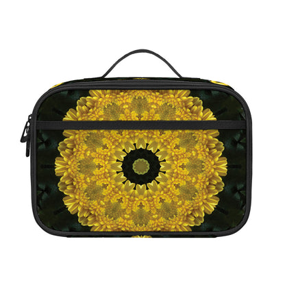 Yellow Flower Kaleidoscope Print Portable Lunch Bag