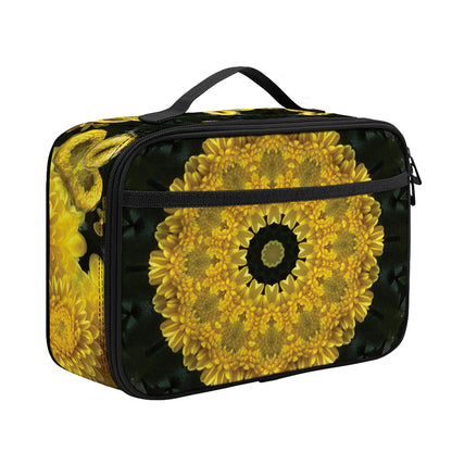 Yellow Flower Kaleidoscope Print Portable Lunch Bag