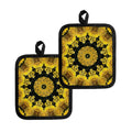 Yellow Flower Kaleidoscope Print Pot Holders