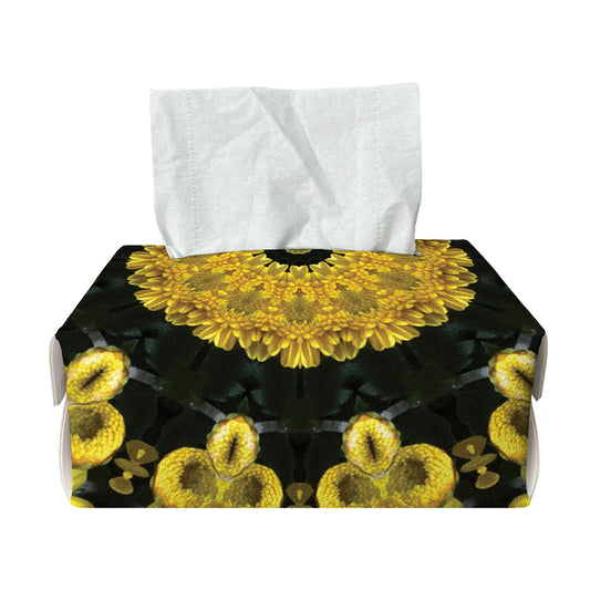 Yellow Flower Kaleidoscope Print Rectangle Tissue Box Cover