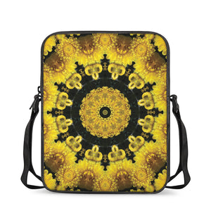 Yellow Flower Kaleidoscope Print Rectangular Crossbody Bag