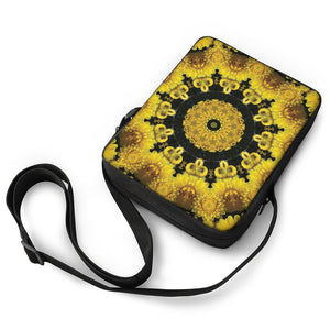 Yellow Flower Kaleidoscope Print Rectangular Crossbody Bag