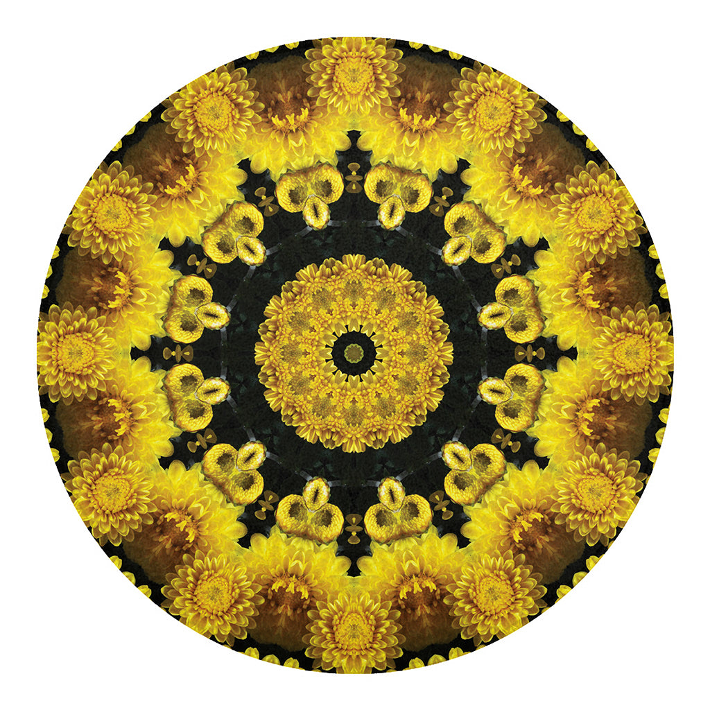 Yellow Flower Kaleidoscope Print Round Blanket
