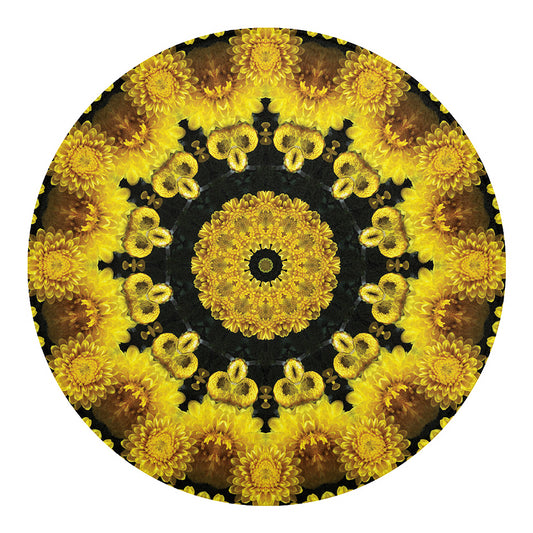 Yellow Flower Kaleidoscope Print Round Blanket