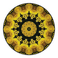 Yellow Flower Kaleidoscope Print Round Floor Mat
