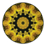 Yellow Flower Kaleidoscope Print Round Floor Mat