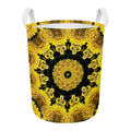 Yellow Flower Kaleidoscope Print Round Laundry Basket