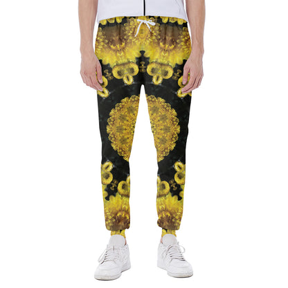 Yellow Flower Kaleidoscope Print Scuba Joggers