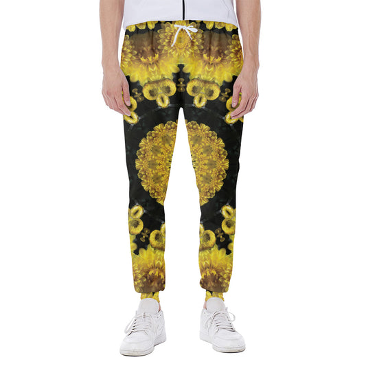 Yellow Flower Kaleidoscope Print Scuba Joggers