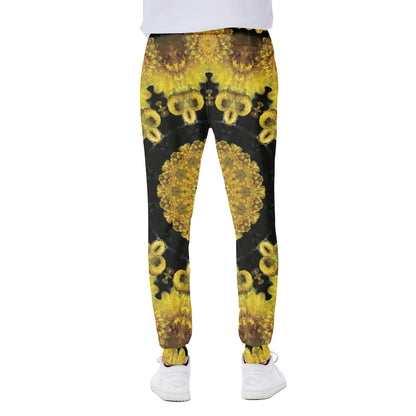 Yellow Flower Kaleidoscope Print Scuba Joggers