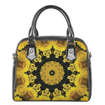 Yellow Flower Kaleidoscope Print Shoulder Handbag