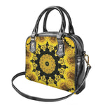 Yellow Flower Kaleidoscope Print Shoulder Handbag