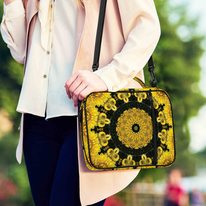 Yellow Flower Kaleidoscope Print Shoulder Strap Bible Bag