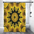 Yellow Flower Kaleidoscope Print Shower Curtain