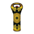 Yellow Flower Kaleidoscope Print Single Neoprene Wine Tote