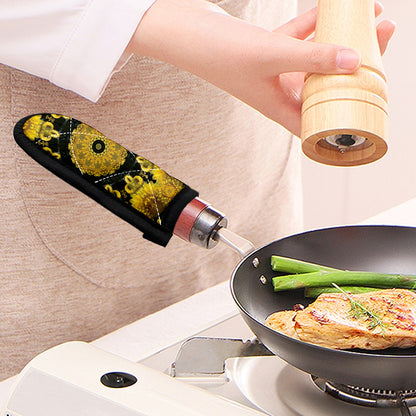Yellow Flower Kaleidoscope Print Skillet Handle Cover