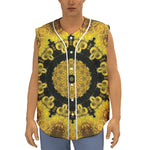 Yellow Flower Kaleidoscope Print Sleeveless Baseball Jersey