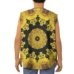 Yellow Flower Kaleidoscope Print Sleeveless Baseball Jersey