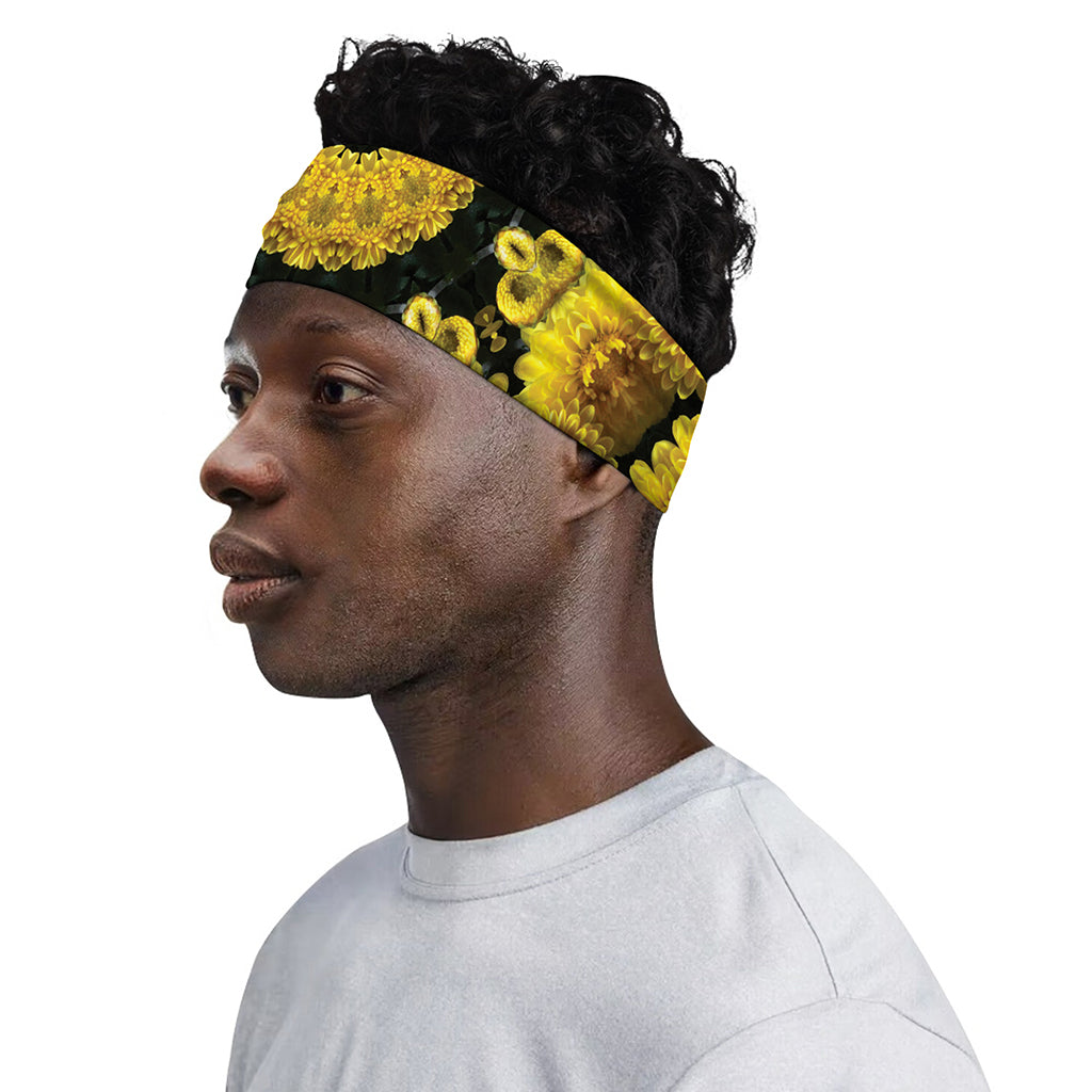 Yellow Flower Kaleidoscope Print Sports Headband
