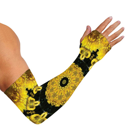 Yellow Flower Kaleidoscope Print Sun Protection Arm Sleeves