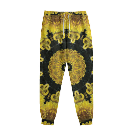 Yellow Flower Kaleidoscope Print Sweatpants