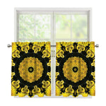 Yellow Flower Kaleidoscope Print Tier Curtains