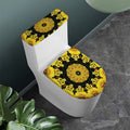 Yellow Flower Kaleidoscope Print Toilet Lid And Tank Cover Set