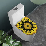Yellow Flower Kaleidoscope Print Toilet Lid Cover