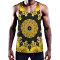 Yellow Flower Kaleidoscope Print Men's Workout Tank Top