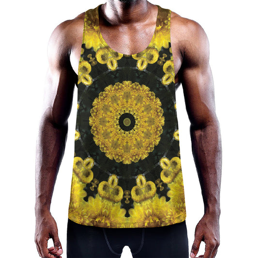 Yellow Flower Kaleidoscope Print Training Tank Top