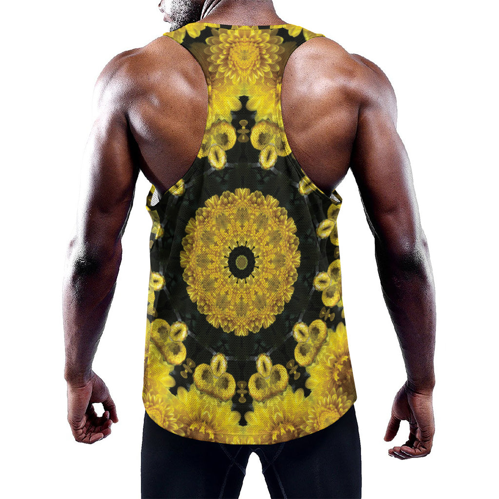 Yellow Flower Kaleidoscope Print Training Tank Top