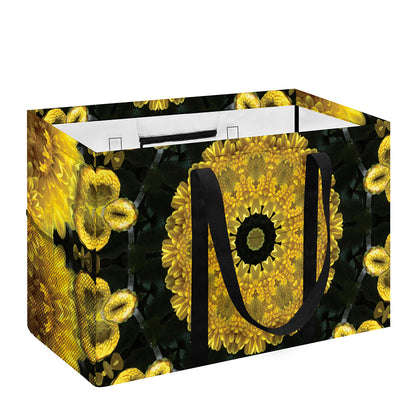 Yellow Flower Kaleidoscope Print Utility Tote Bag