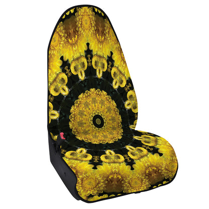 Yellow Flower Kaleidoscope Print Waterproof Car Seat Cover