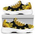 Yellow Flower Kaleidoscope Print White Chunky Shoes