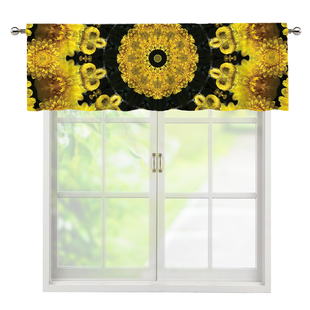 Yellow Flower Kaleidoscope Print Window Valance