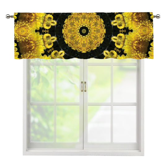 Yellow Flower Kaleidoscope Print Window Valance