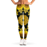 Yellow Flower Kaleidoscope Print Women's Leggings