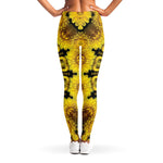 Yellow Flower Kaleidoscope Print Women's Leggings