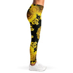 Yellow Flower Kaleidoscope Print Women's Leggings