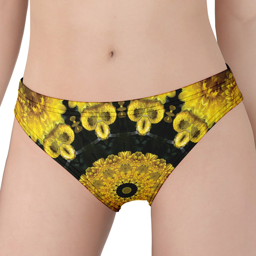 Yellow Flower Kaleidoscope Print Women's Panties