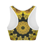 Yellow Flower Kaleidoscope Print Women's Sports Bra