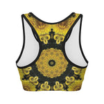Yellow Flower Kaleidoscope Print Women's Sports Bra