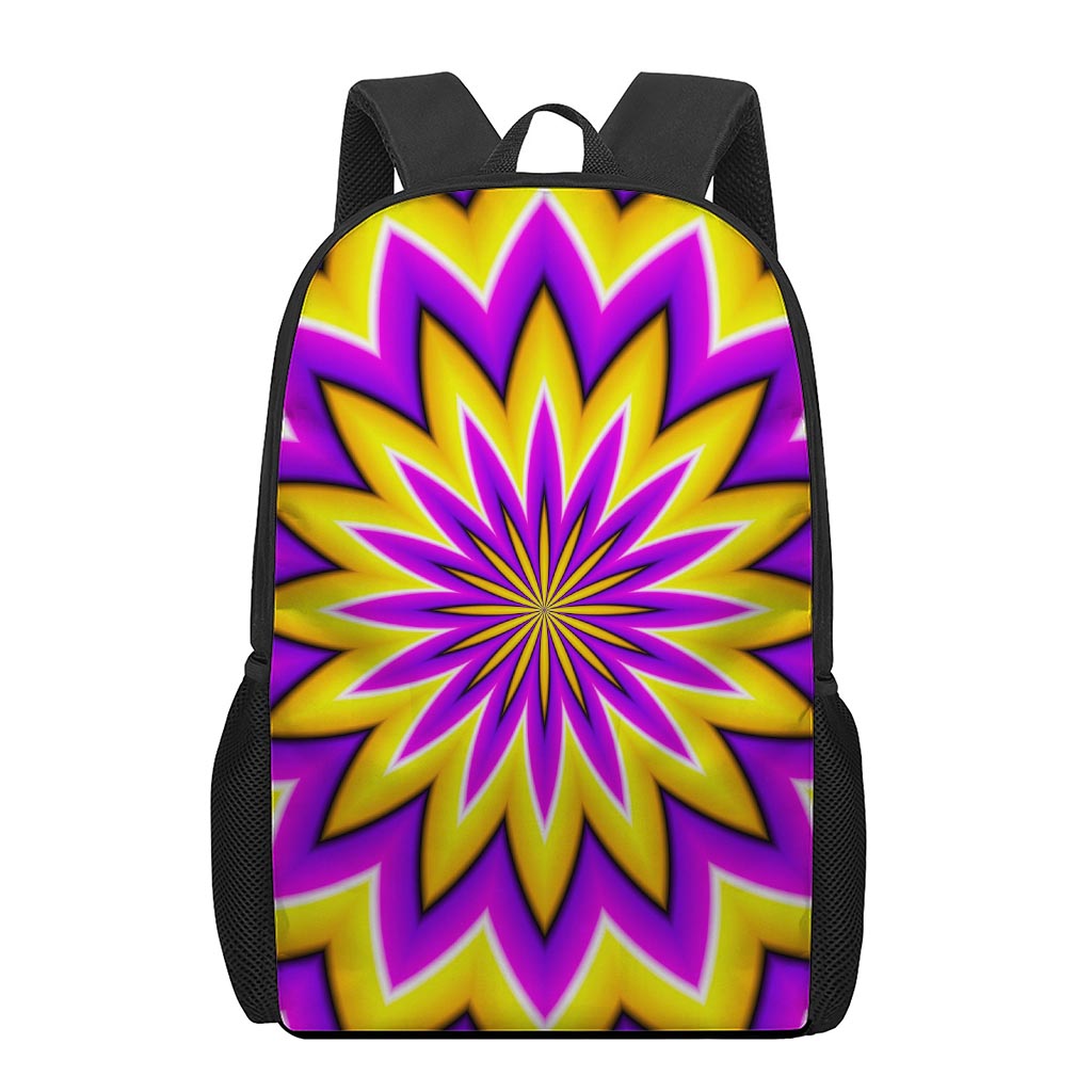 Yellow Flower Moving Optical Illusion 17 Inch Backpack