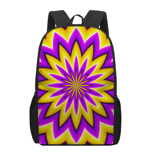 Yellow Flower Moving Optical Illusion 17 Inch Backpack