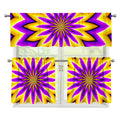 Yellow Flower Moving Optical Illusion 3 Piece Kitchen Curtains