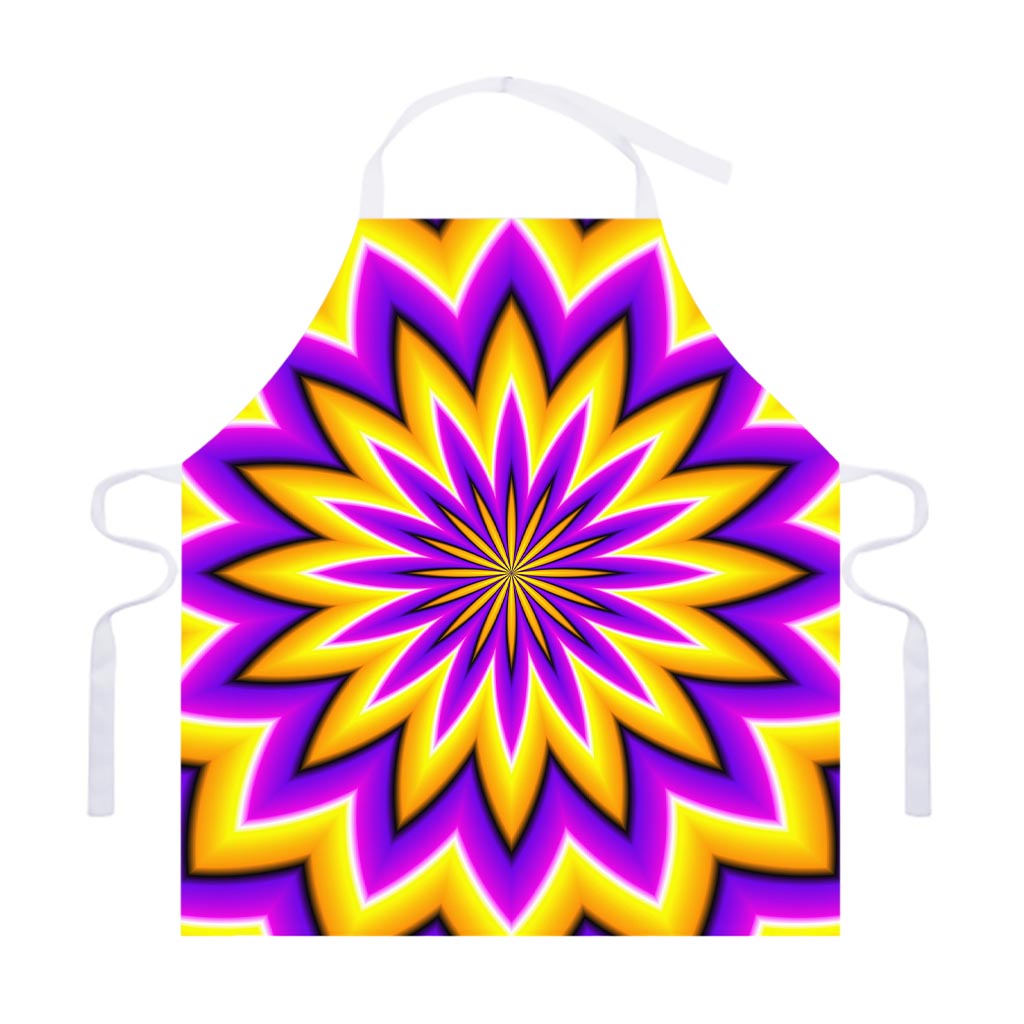 Yellow Flower Moving Optical Illusion Adjustable Apron