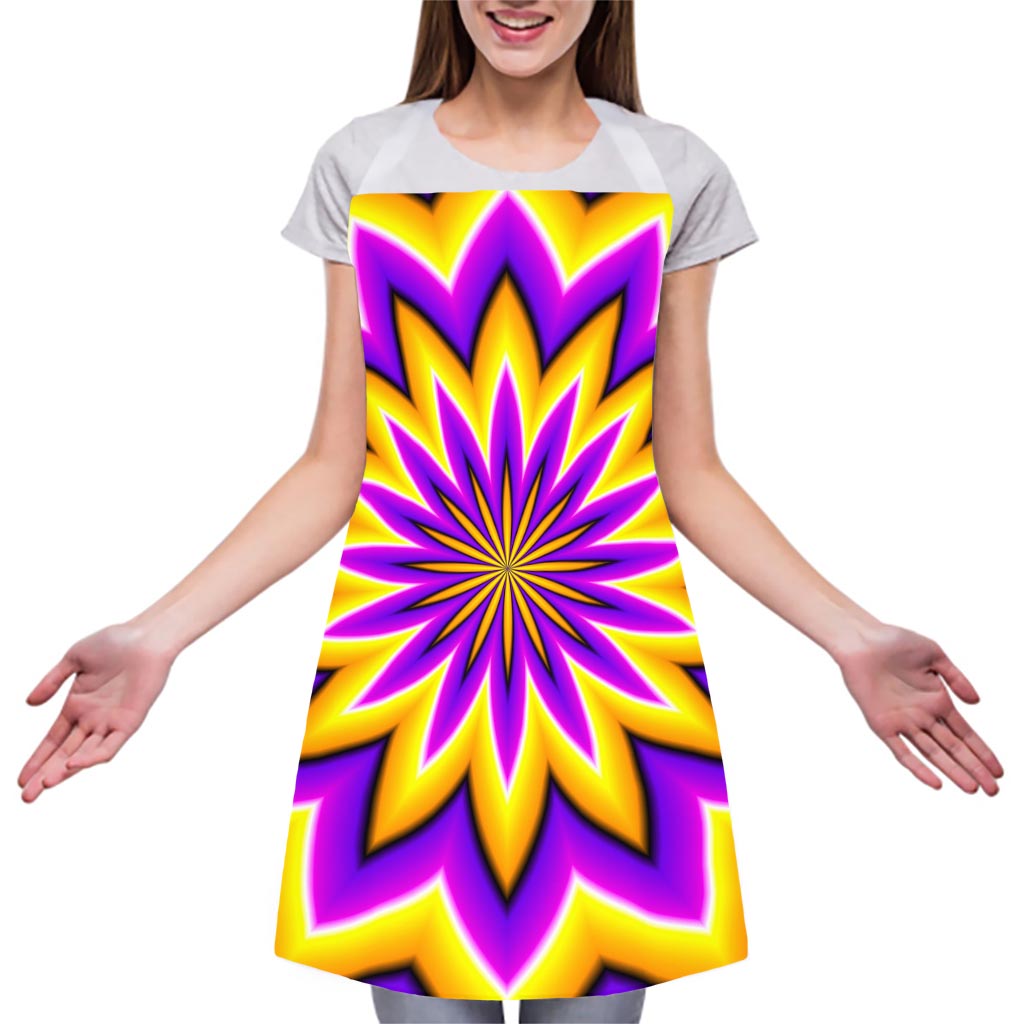 Yellow Flower Moving Optical Illusion Adjustable Apron